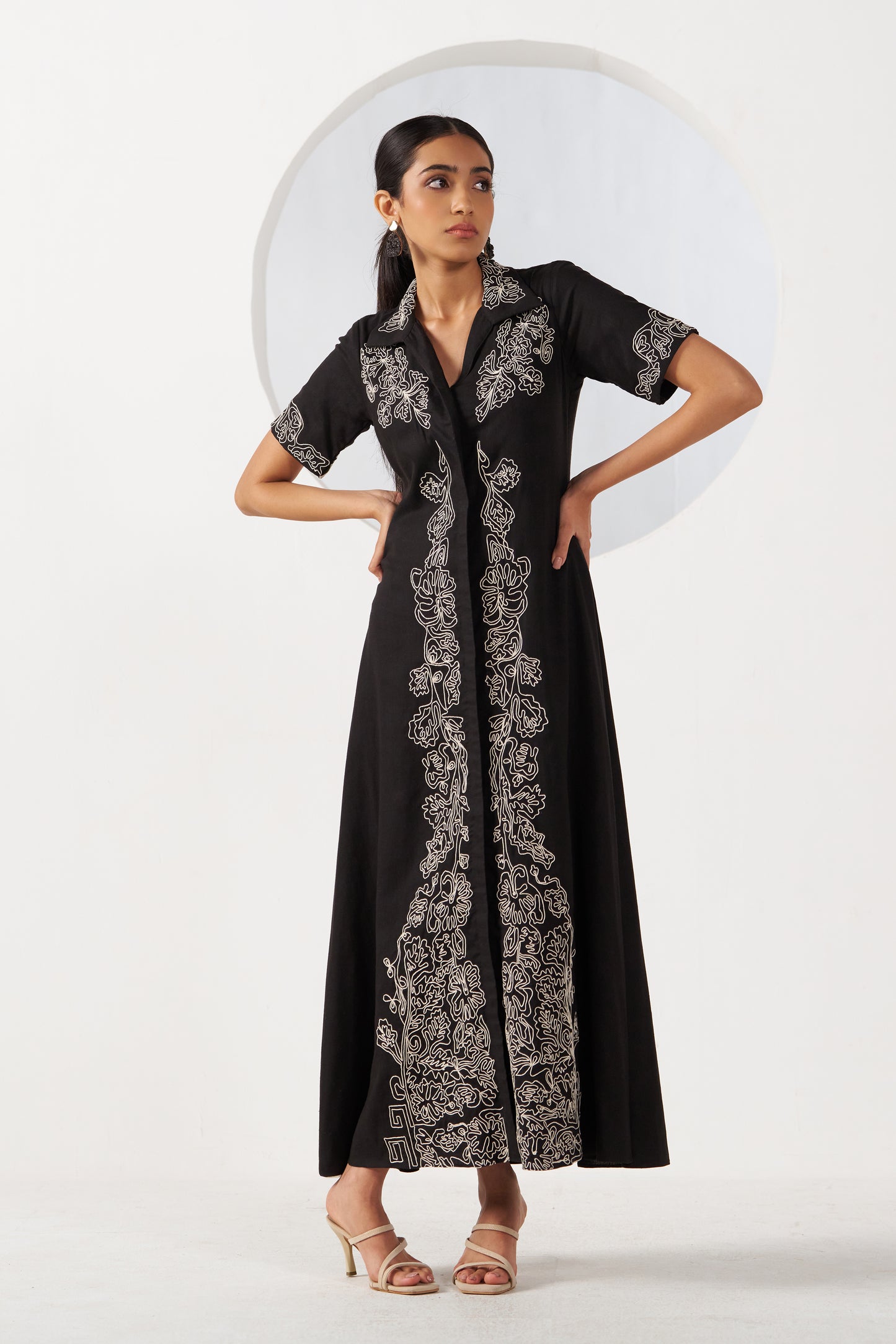 Luna Embroidered Linen Maxi