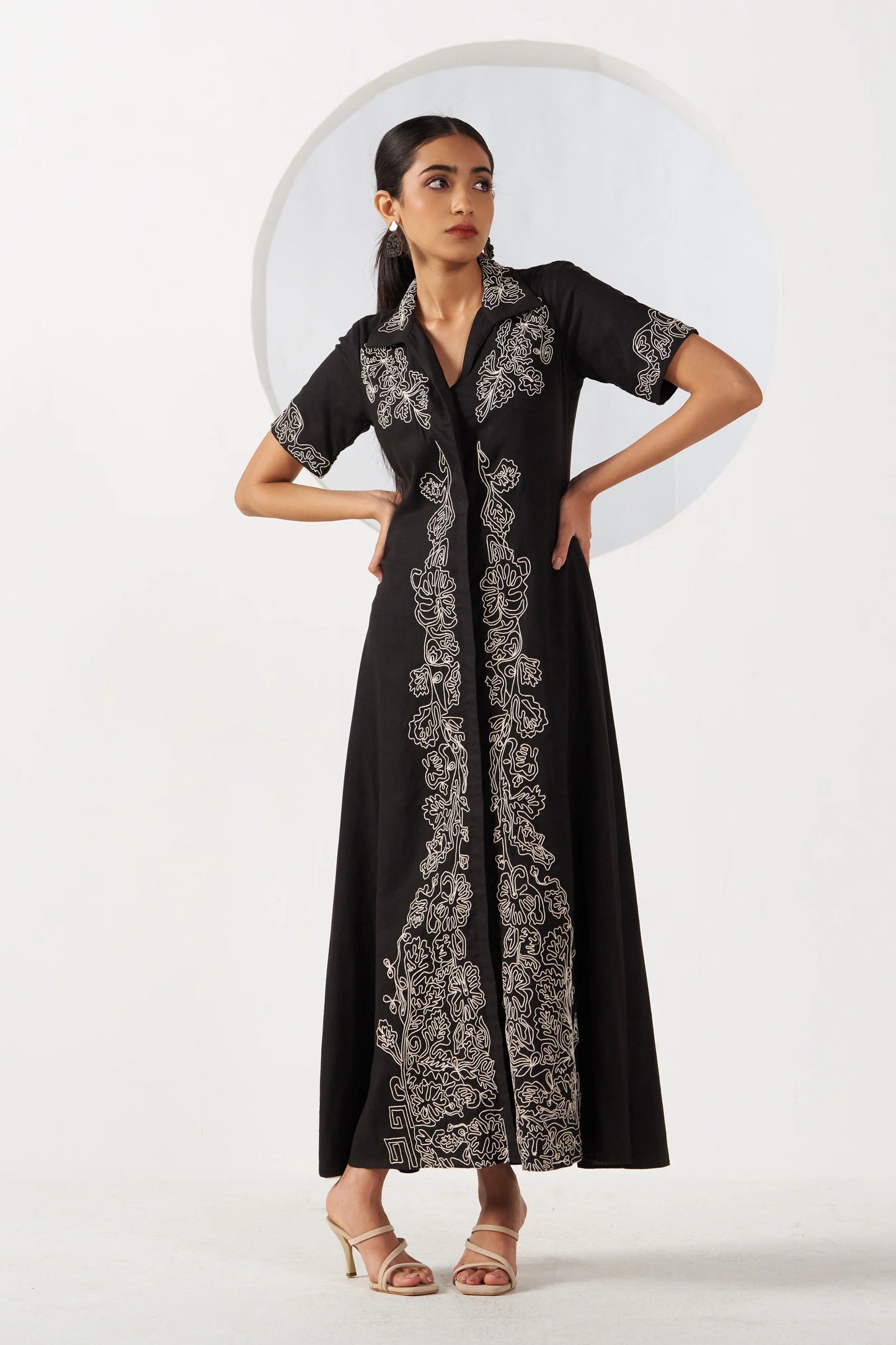 Luna Embroidered Linen Maxi