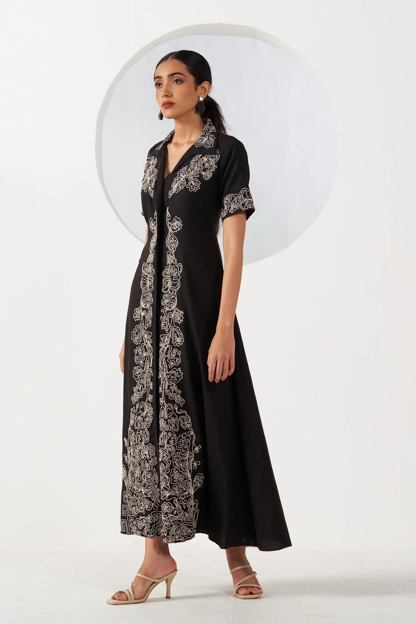 Luna Embroidered Linen Maxi