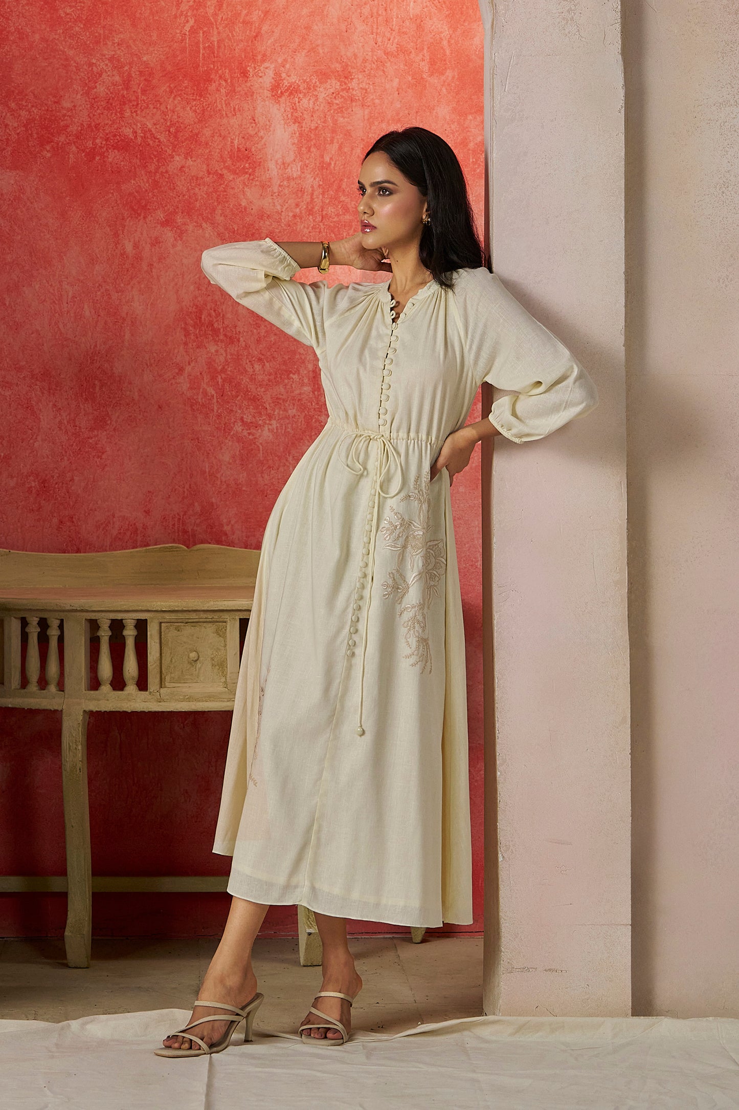 Madison Embroidered Linen Maxi