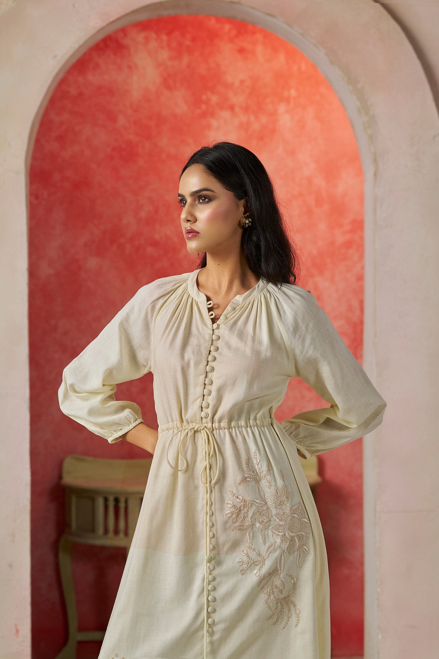 Madison Embroidered Linen Maxi