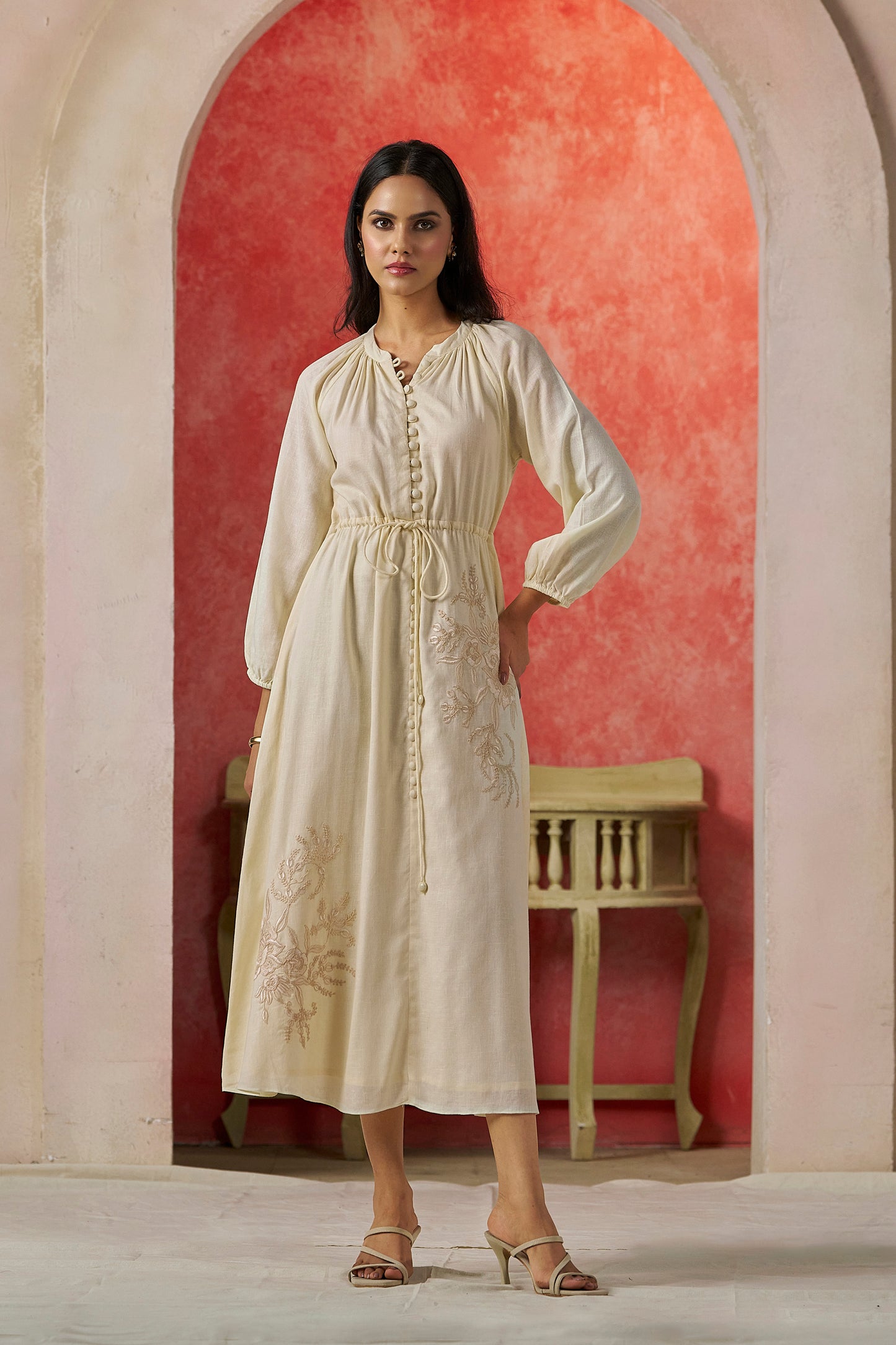 Madison Embroidered Linen Maxi