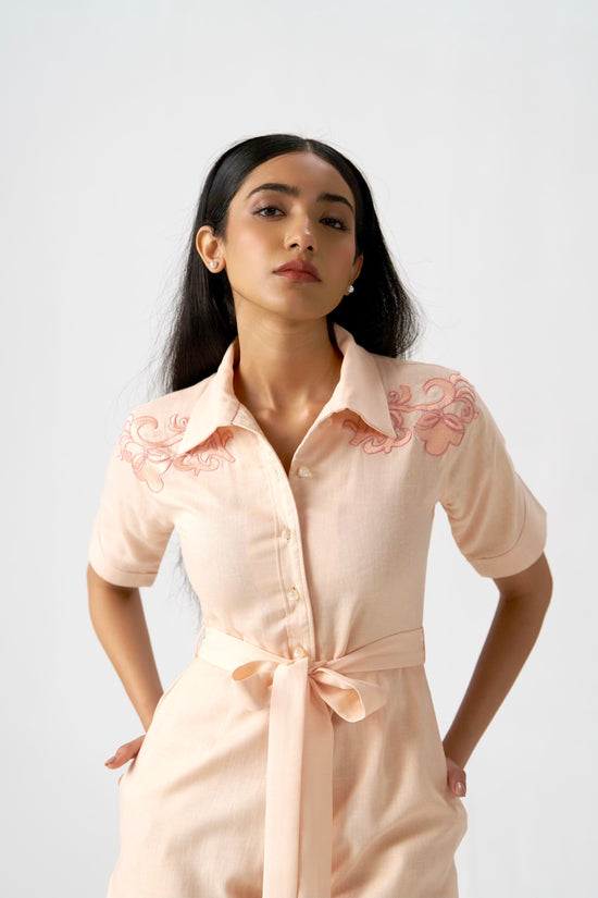 Monaco Appliqué Linen Romper