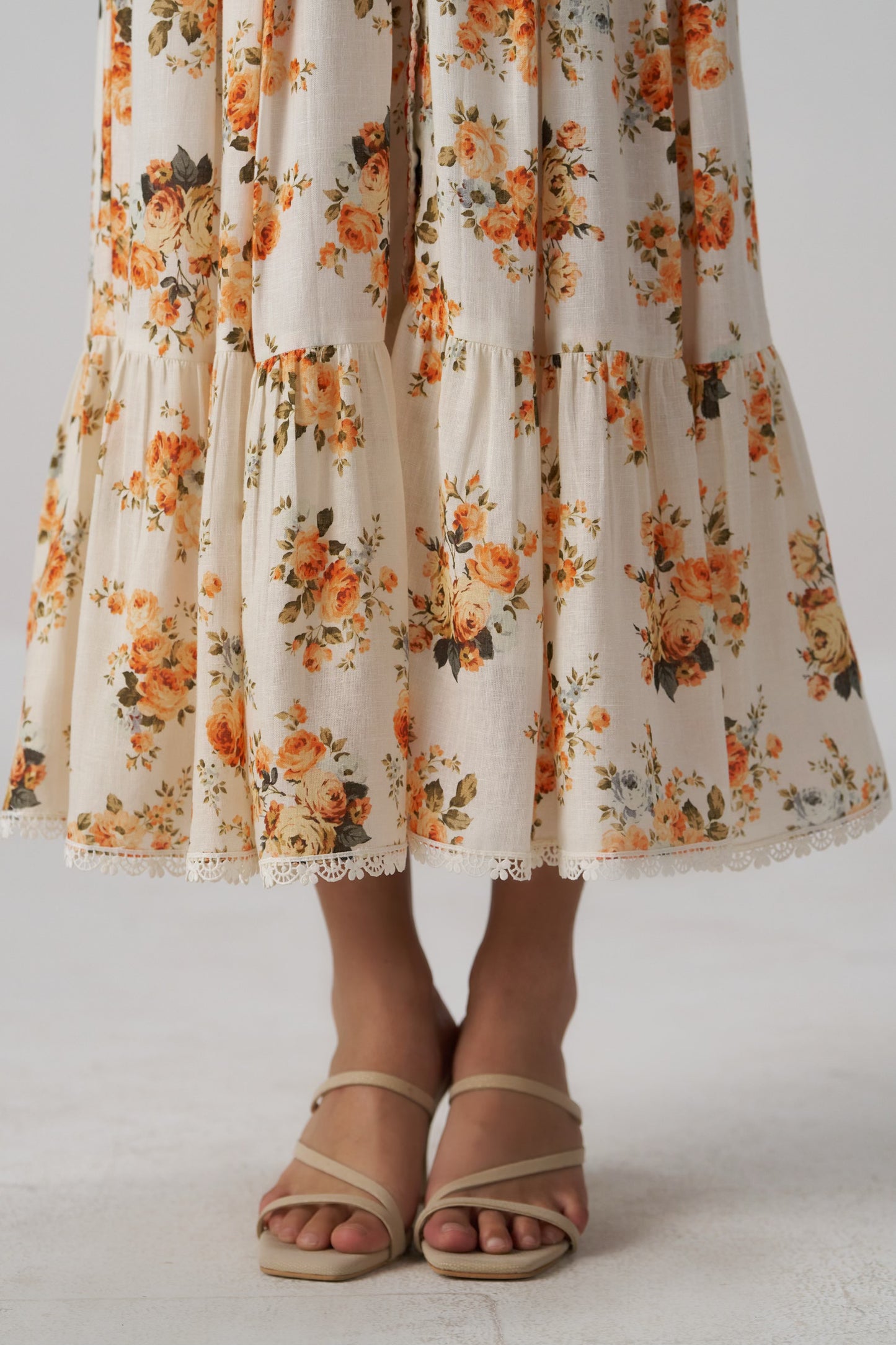 Nikos Printed Linen Maxi