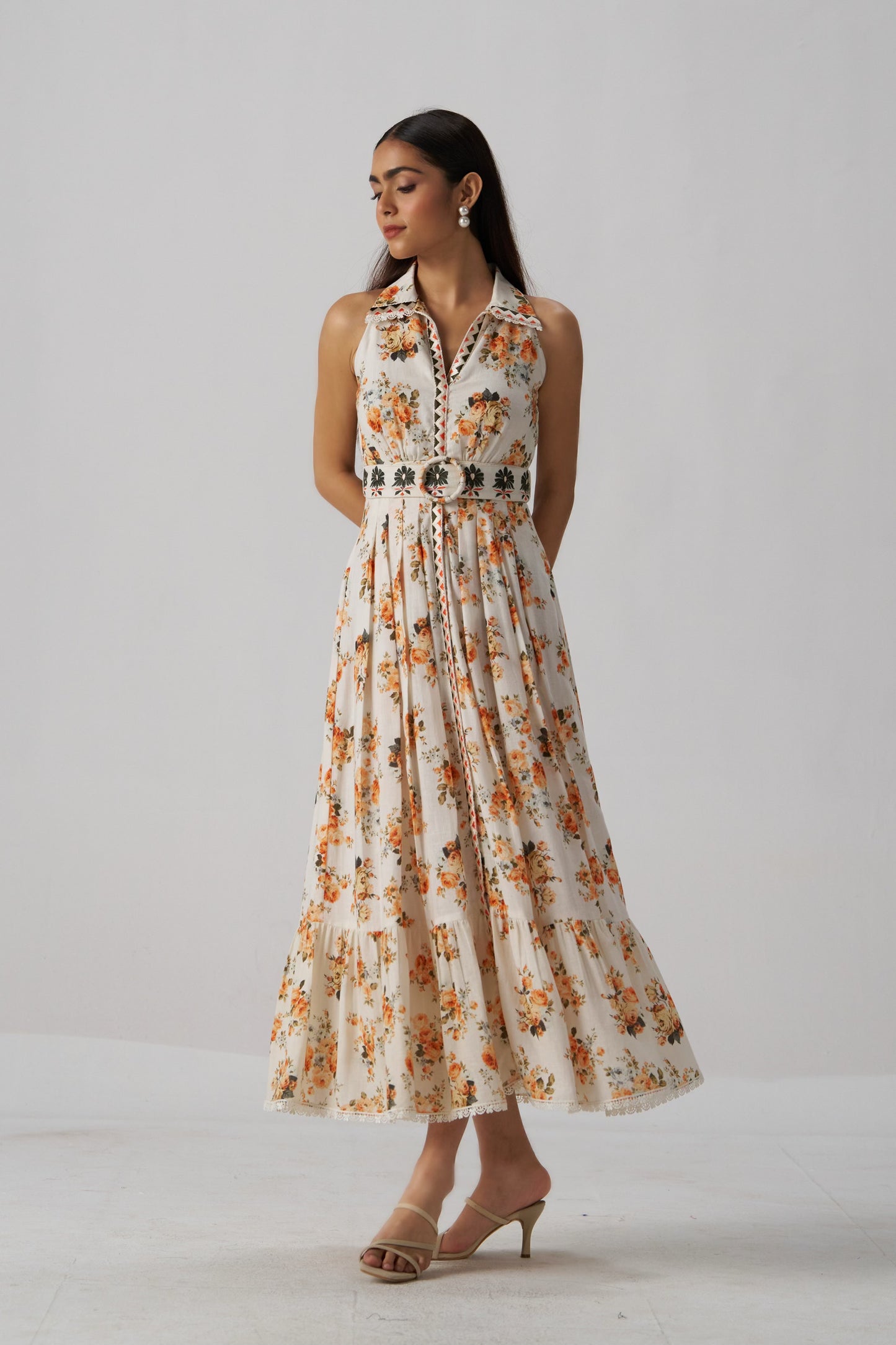 Nikos Printed Linen Maxi
