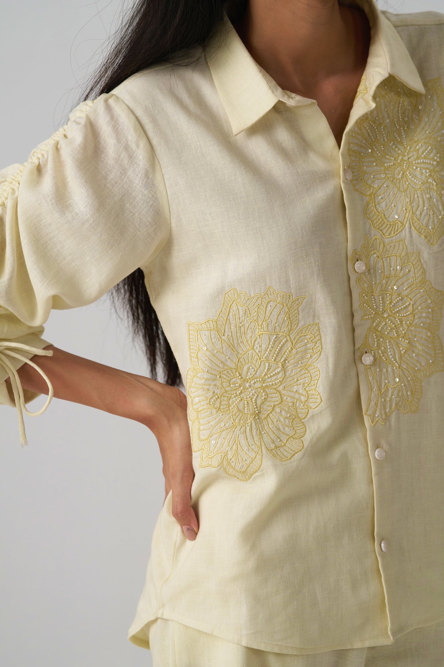 Nora Embroidered Co-ord Set (Beige)