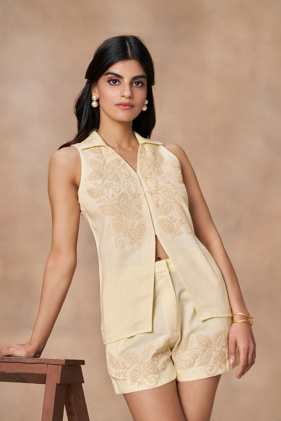 Quinn Embroidered Co-ord Set (Biege)