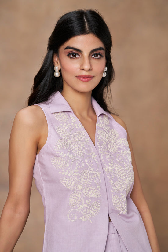 Quinn Embroidered Top (Lilac)