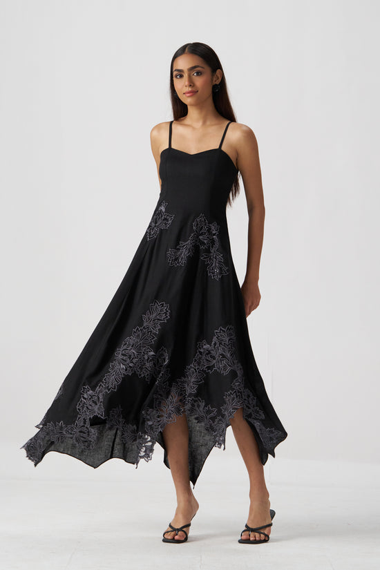 Sage Embroidered Linen Dress