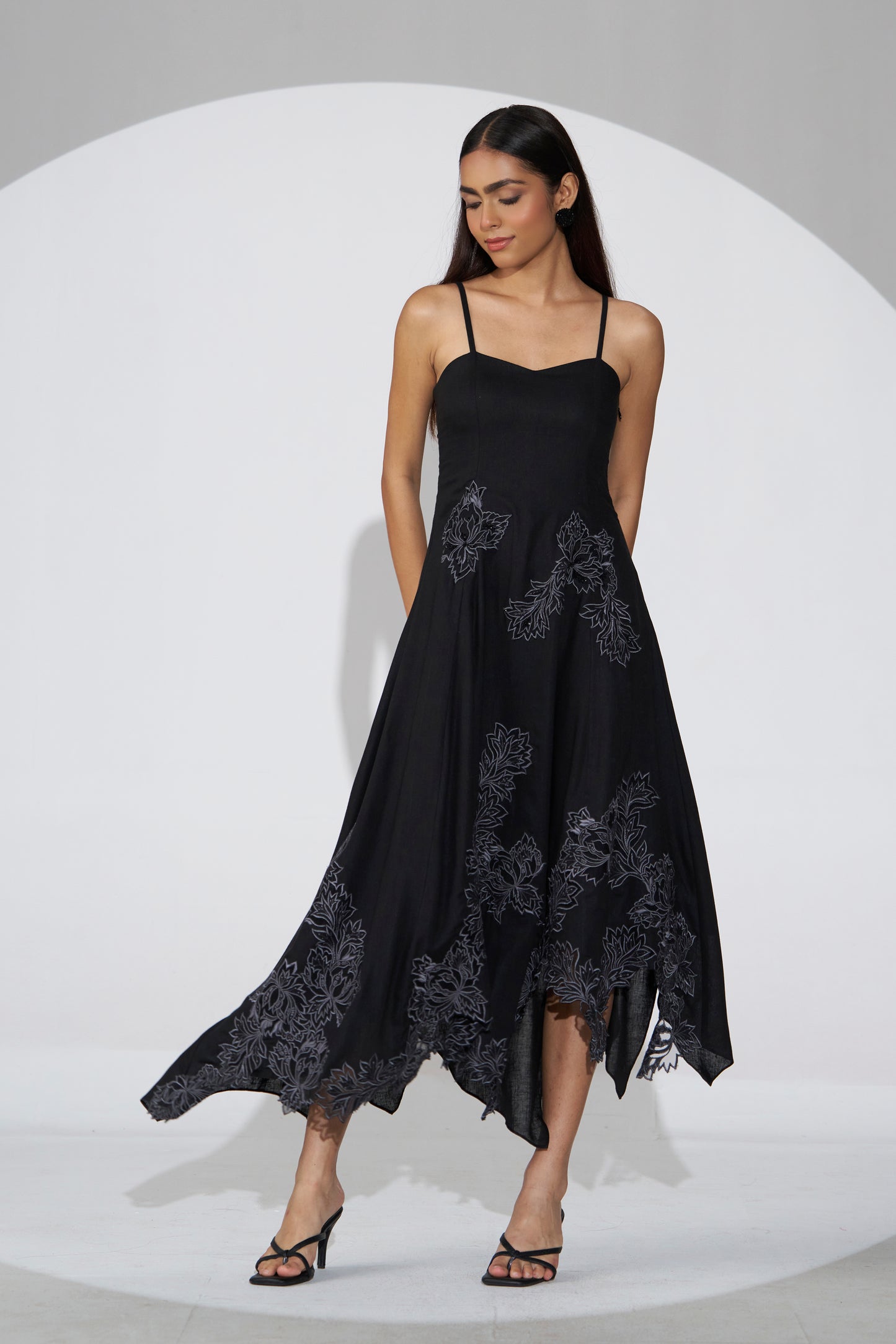 Sage Embroidered Linen Dress