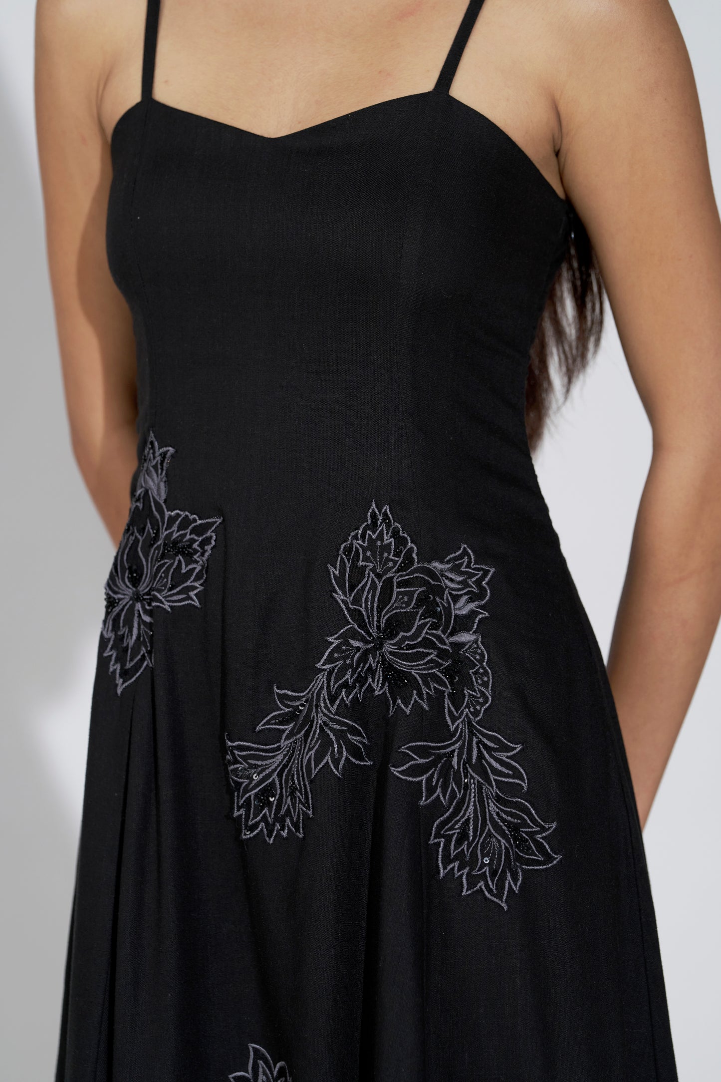 Sage Embroidered Linen Dress