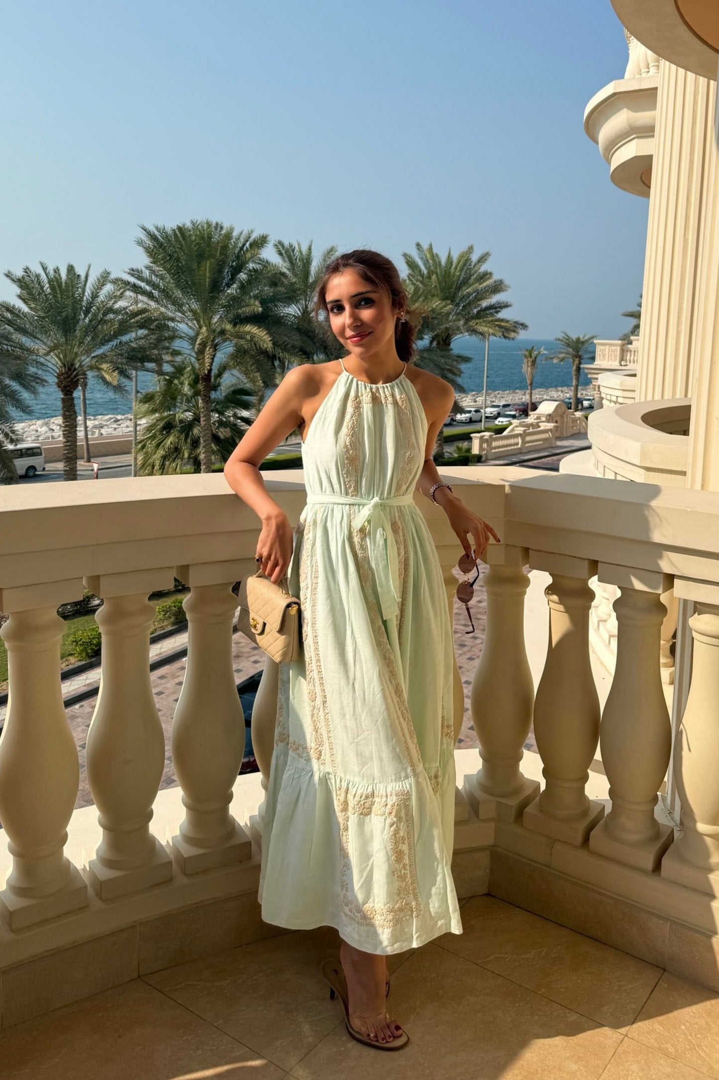 June Embroidered Linen Maxi