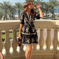 Dahlia Embroidered Linen Dress (Black)