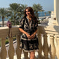 Dahlia Embroidered Linen Dress (Black)