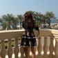 Dahlia Embroidered Linen Dress (Black)