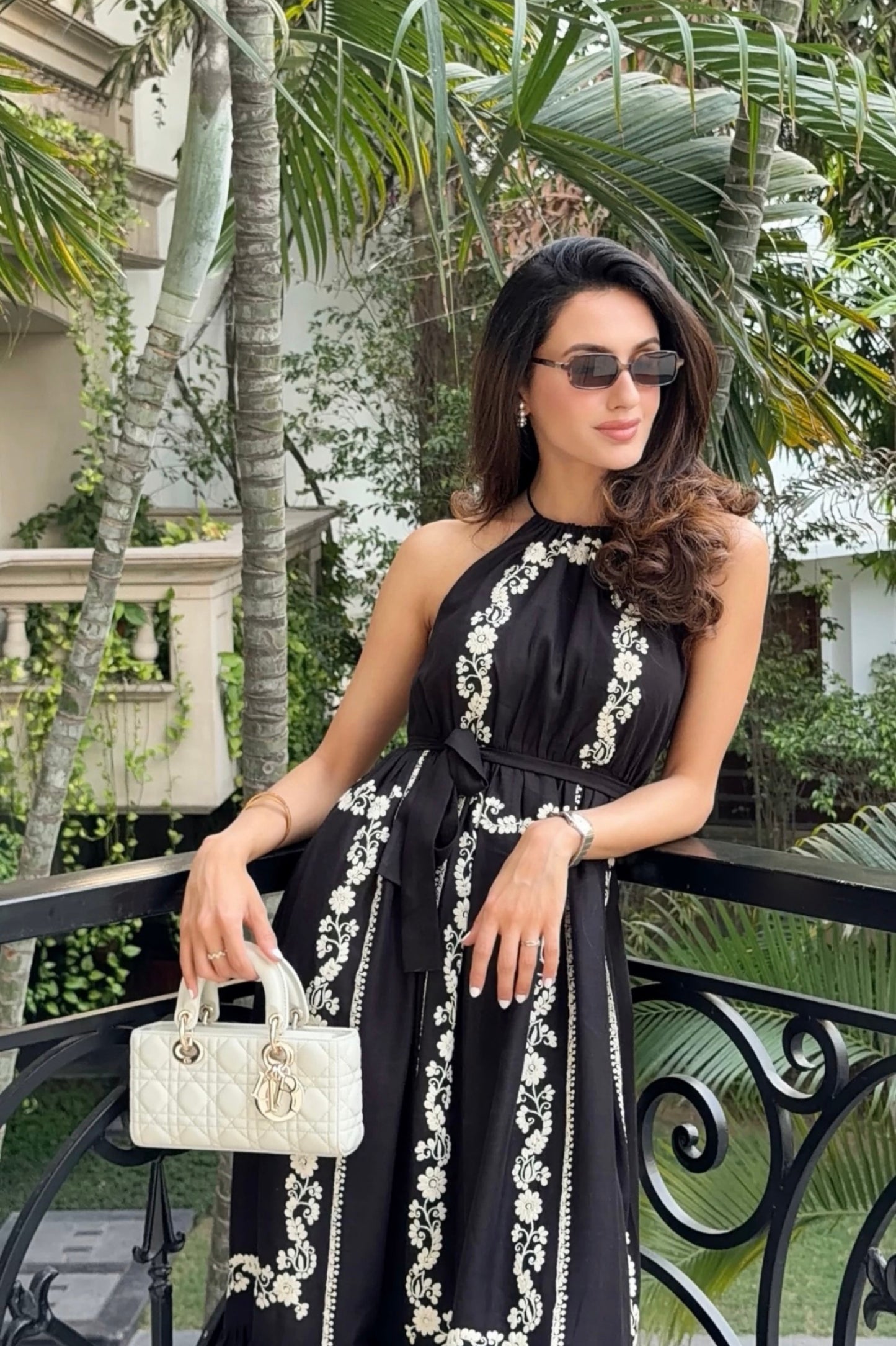 June Embroidered Linen Maxi (Black)